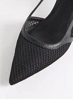 Fishnet Slingback Kitten Heel (M