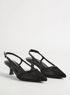 Fishnet Slingback Kitten Heel (M