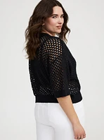 Short Sleeve Open Stitch Cardigan