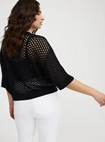 Short Sleeve Open Stitch Cardigan