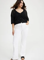 Short Sleeve Open Stitch Cardigan