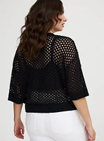 Short Sleeve Open Stitch Cardigan