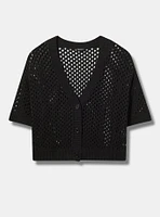 Short Sleeve Open Stitch Cardigan