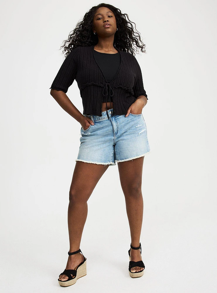 Cropped Tie-Front Shrug