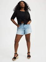 Cropped Tie-Front Shrug