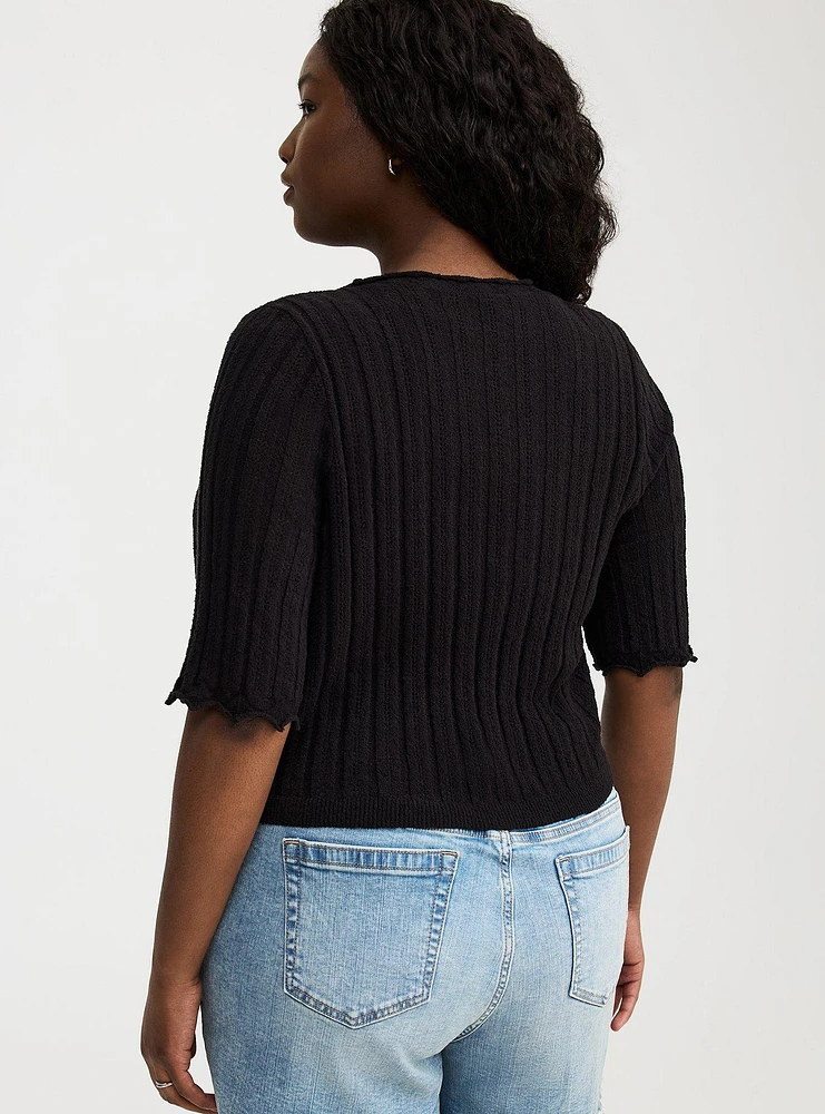 Cropped Tie-Front Shrug