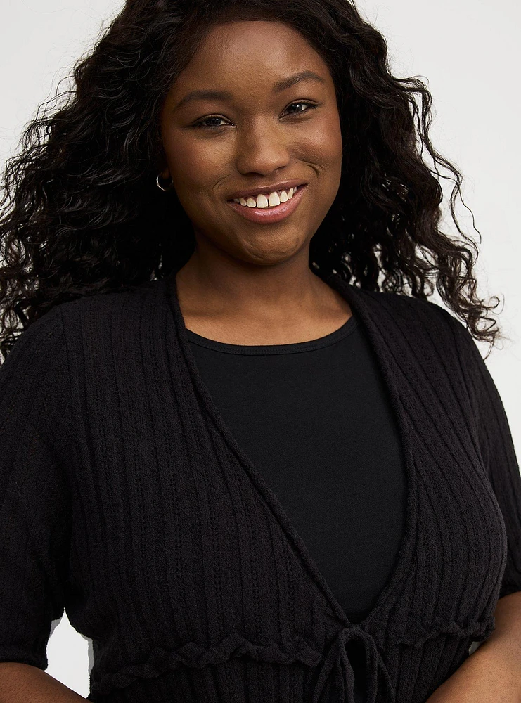 Cropped Tie-Front Shrug
