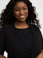 Cropped Tie-Front Shrug