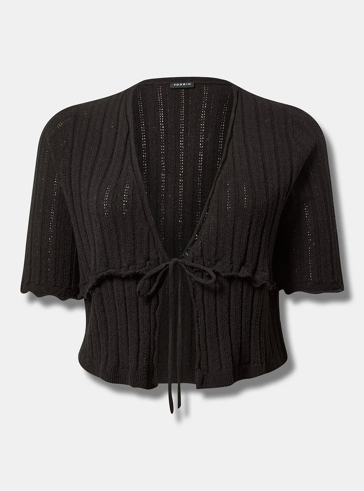 Cropped Tie-Front Shrug
