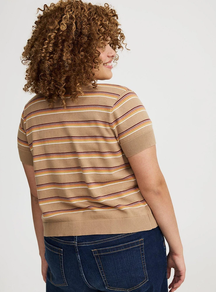 Crewneck Short Sleeve Cardigan