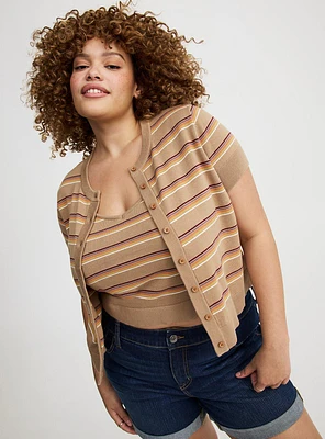 Crewneck Short Sleeve Cardigan