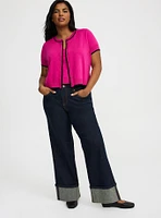 Crewneck Short Sleeve Cardigan