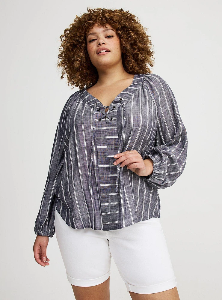 Lace-Up Blouse