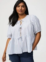 Puff Sleeve Tie Front Blouse