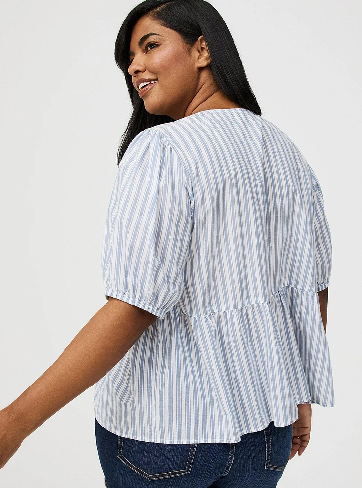 Puff Sleeve Tie Front Blouse
