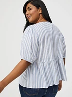 Puff Sleeve Tie Front Blouse