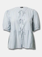 Puff Sleeve Tie Front Blouse