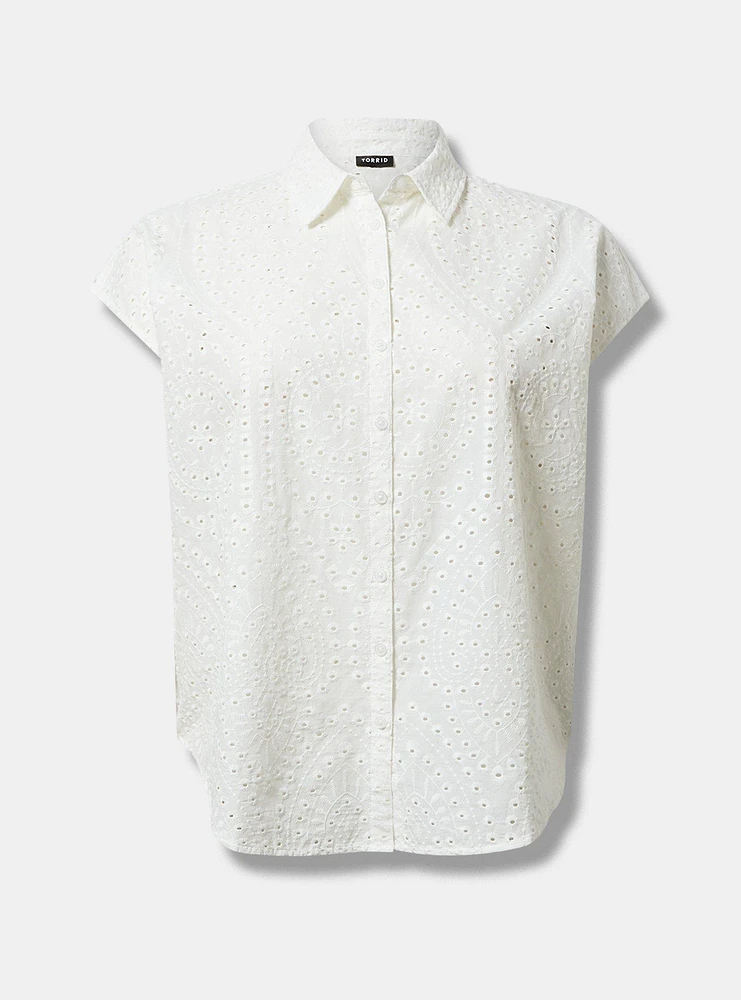Eyelet Cotton Voile Dolman Shirt