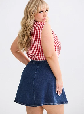 Retro Chic Denim Mini Skort