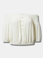 Crinkle Gauze Off-Shoulder Top