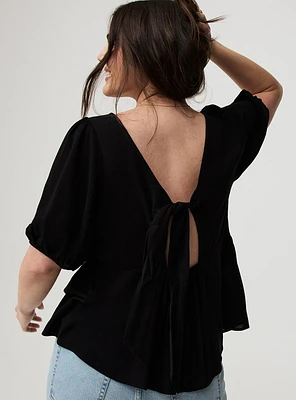 Tie Back Puff Sleeve Top