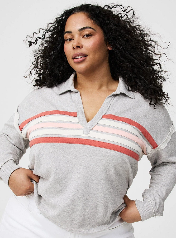 Collared V-Neck Sweatshirt