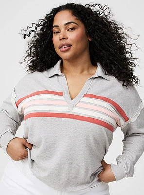 Collared V-Neck Sweatshirt