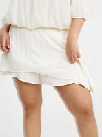 Pull-On High-Rise Ruffle Skort