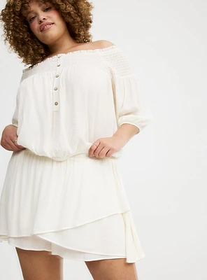 Pull-On High-Rise Ruffle Skort