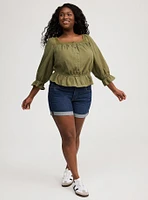 Cotton Dobby Square Neck Top