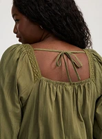 Cotton Dobby Square Neck Top