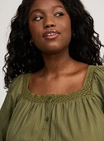 Cotton Dobby Square Neck Top