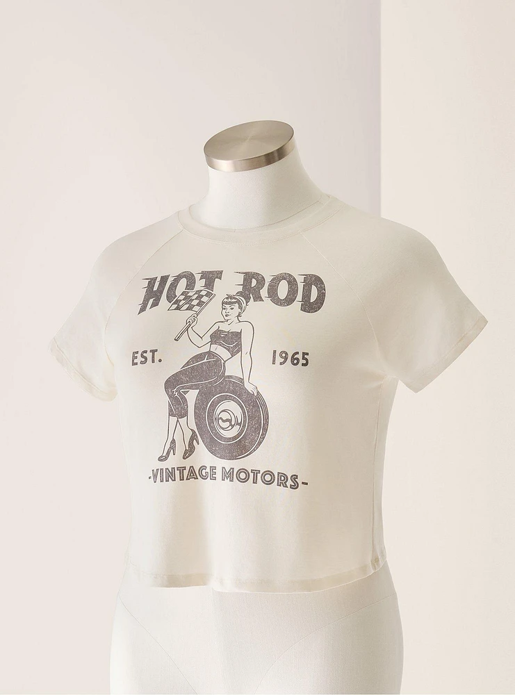 Retro Chic Hot Rod Crop Ringer Tee