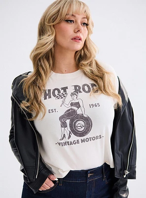 Retro Chic Hot Rod Crop Ringer Tee