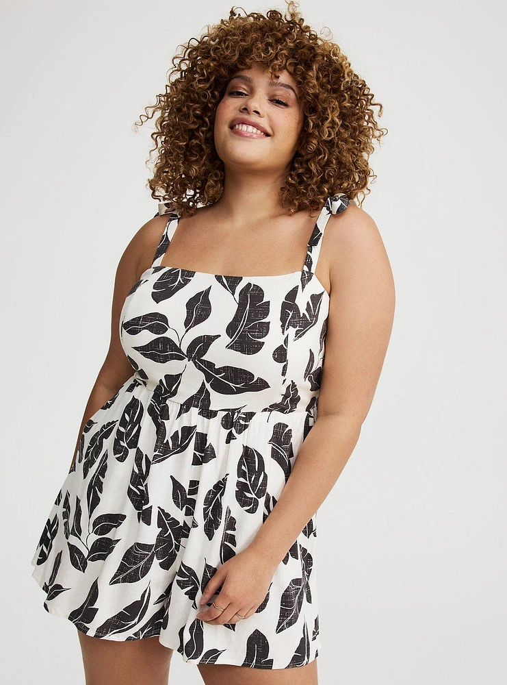 Rayon Slub Tie-Strap Romper