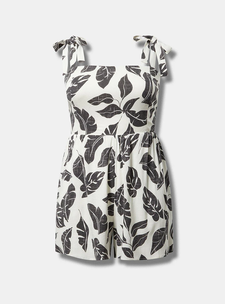 Rayon Slub Tie-Strap Romper