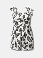 Rayon Slub Tie-Strap Romper