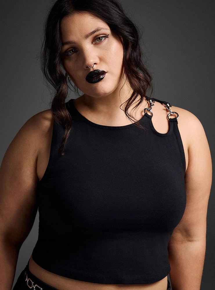 Nightfall Foxy Metal Clasp Crop Tank