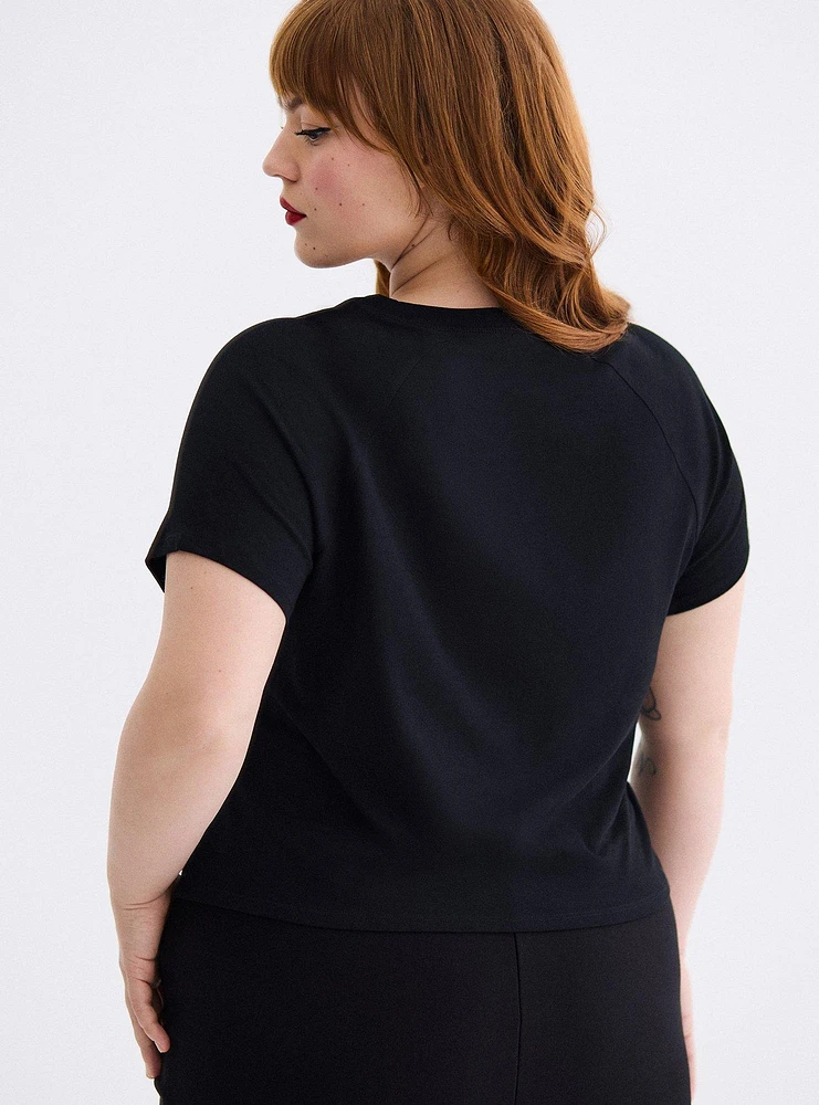 Retro Chic Good Luck Crop Ringer Tee