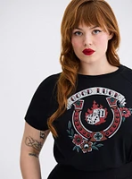 Retro Chic Good Luck Crop Ringer Tee