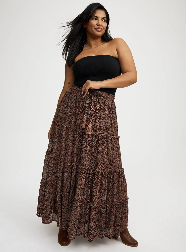 Maxi Tiered Drawstring Skirt