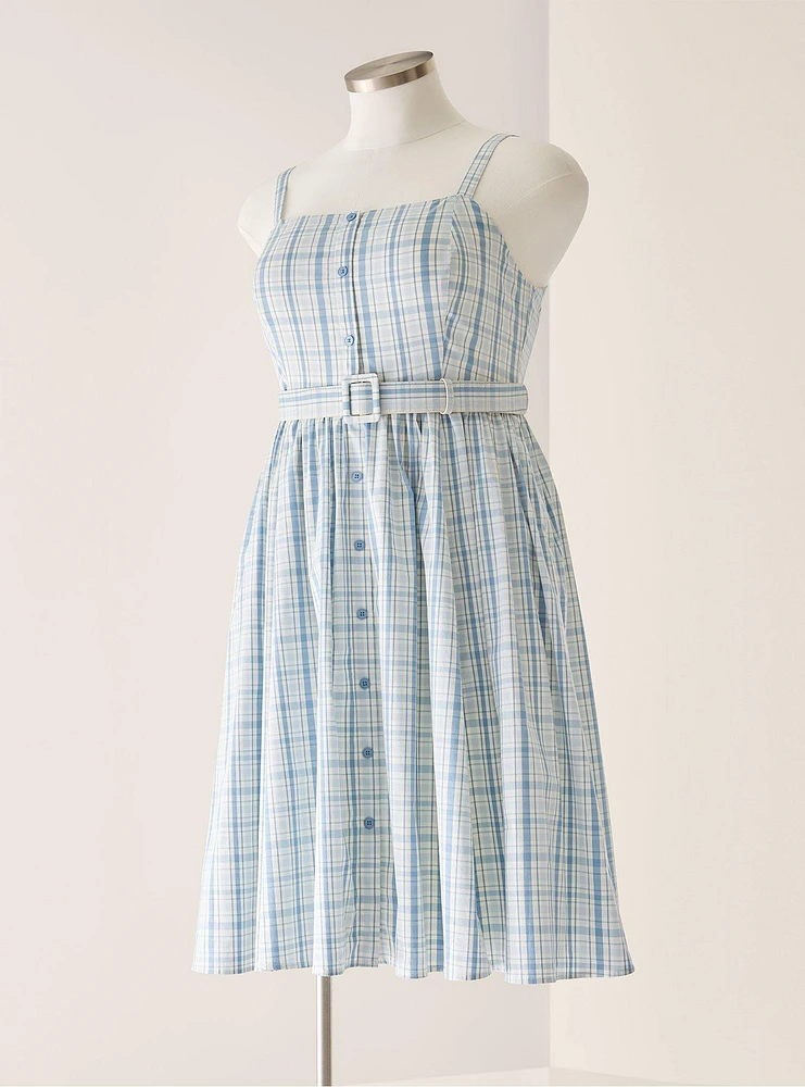Retro Chic Button-Front Dress
