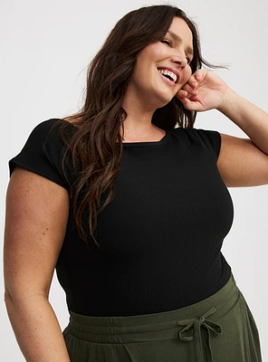Super Soft Ribbed Boat Neck Tee