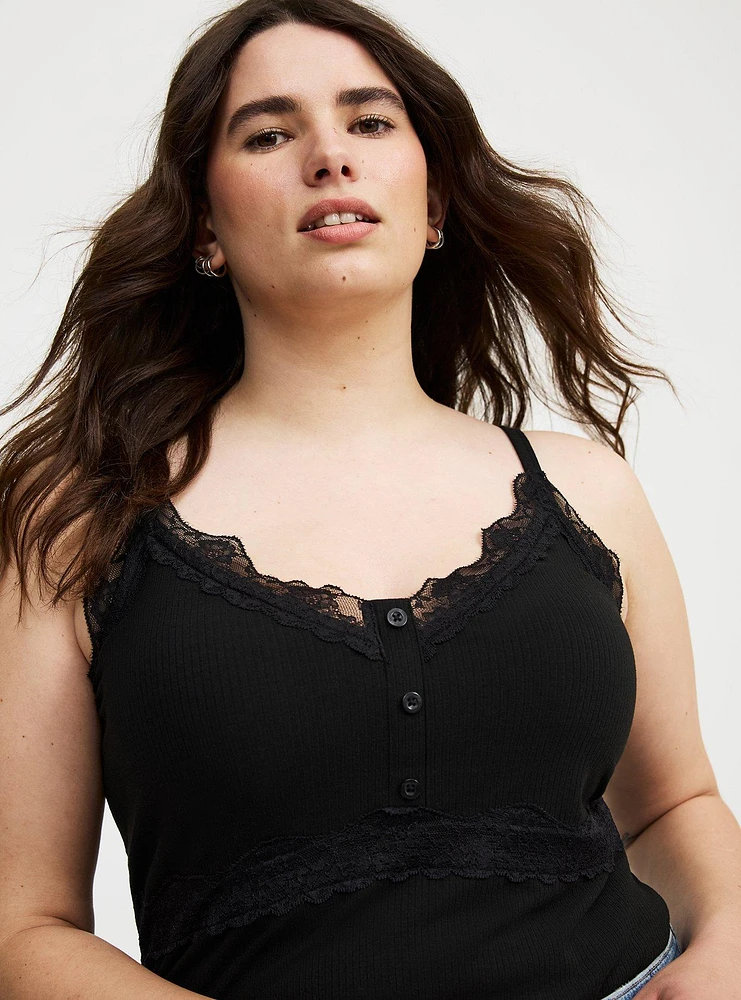 Ribbed Lace Trim Cami