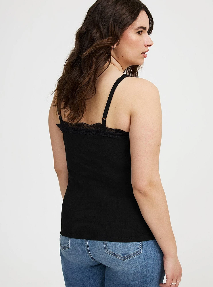 Ribbed Lace Trim Cami