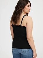 Ribbed Lace Trim Cami