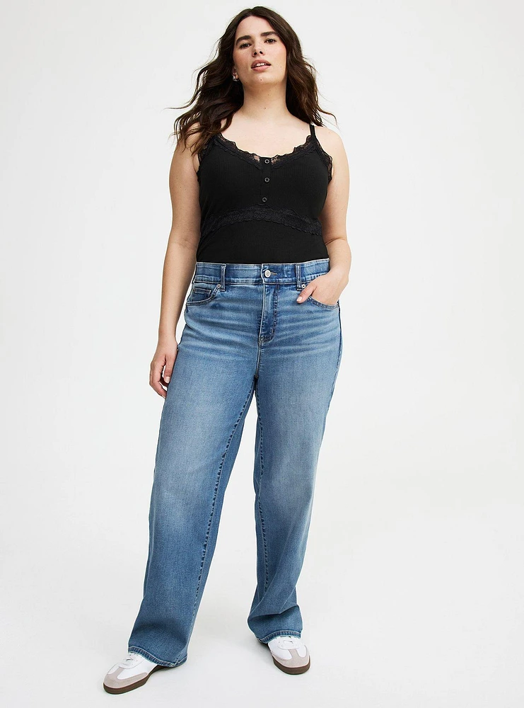 Ribbed Lace Trim Cami