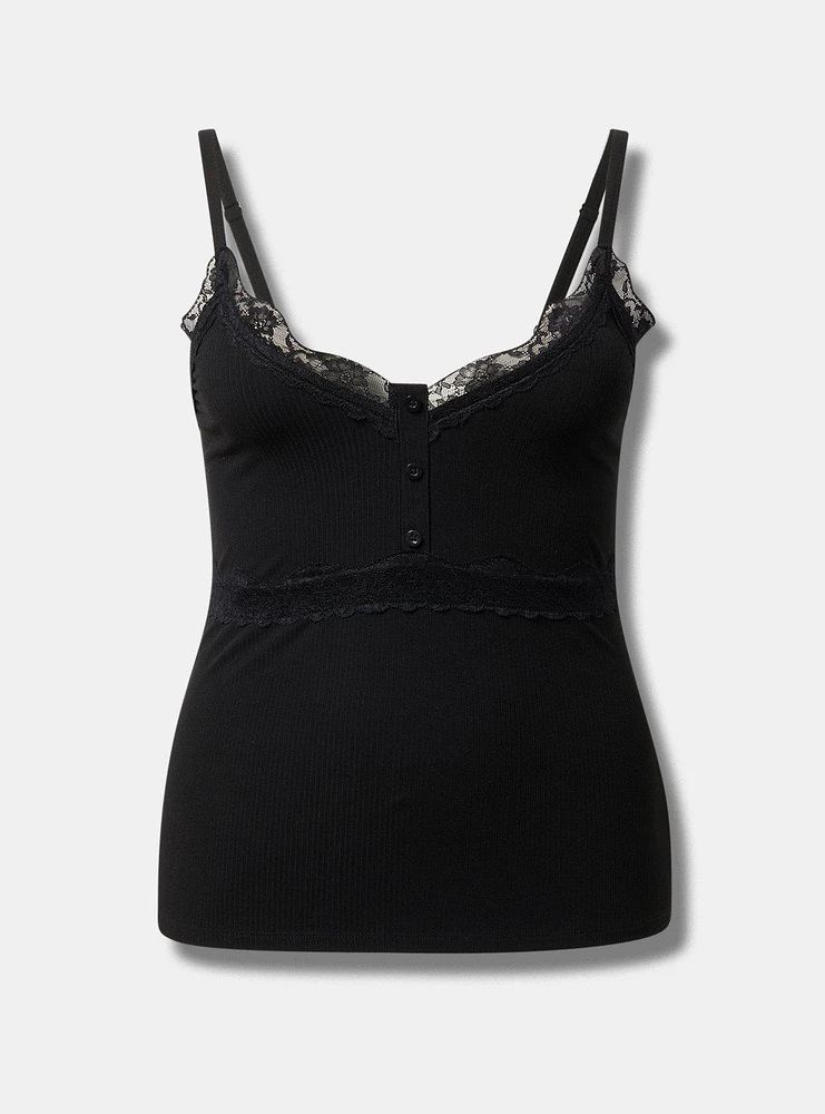 Ribbed Lace Trim Cami