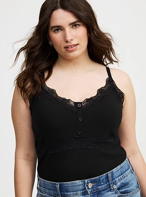 Ribbed Lace Trim Cami
