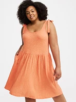 Cotton Slub Tie Strap Lounge Dress